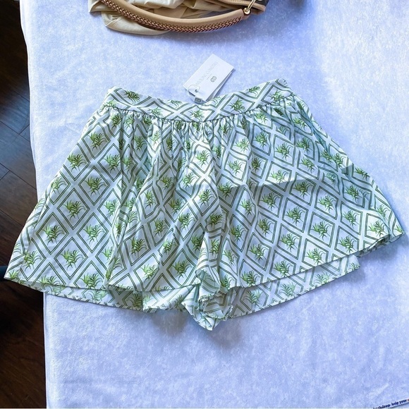 Caroline Constas Shorts Teagan Flora Beach Mini White Diamond Palm S NWT - Picture 2 of 7
